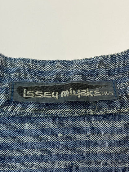 【中古品】【メンズ】 ISSEY MIYAKE MEN イッセイミヤケ メン LG12237 80S SS COTTON STRIPE SHIRT コットンストライプシャツ 140-250721-ks-10-min サイズ：M カラー：ブルー系 万代Net店
