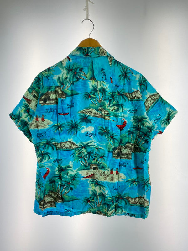 【中古品】【メンズ】 ISLAND FASHIONS アイランドファッション 60S RAYON SS ALOHASHIRT アロハシャツ ショートスリーブ 146-250726-AS-19-min サイズ：M カラー：ブルー 万代Net店