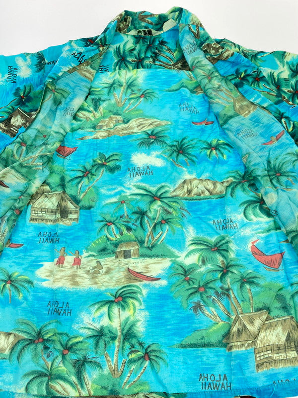 【中古品】【メンズ】 ISLAND FASHIONS アイランドファッション 60S RAYON SS ALOHASHIRT アロハシャツ ショートスリーブ 146-250726-AS-19-min サイズ：M カラー：ブルー 万代Net店