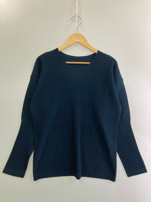 【中古品】【メンズ】 HOMME PLISSE ISSEY MIYAKE オム プリッセ イッセイミヤケ HP11JK111 21SS PLEATS LS TEE プリーツ Ｔシャツ トップス 140-250721-ks-12-min サイズ：3 カラー：ネイビー 万代Net店