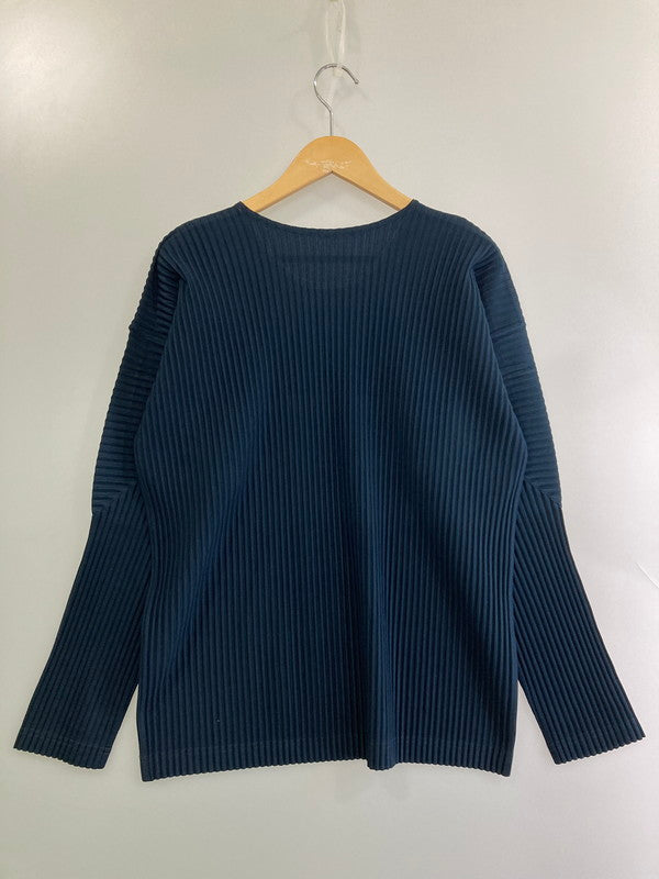 【中古品】【メンズ】 HOMME PLISSE ISSEY MIYAKE オム プリッセ イッセイミヤケ HP11JK111 21SS PLEATS LS TEE プリーツ Ｔシャツ トップス 140-250721-ks-12-min サイズ：3 カラー：ネイビー 万代Net店