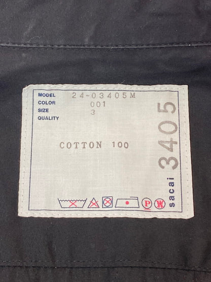 【中古品】【メンズ】 Sacai サカイ 24-03405M COTTON POPLIN SHIRT コットンシャツ トップス 140-250721-ks-26-min サイズ：3 カラー：ブラック 万代Net店
