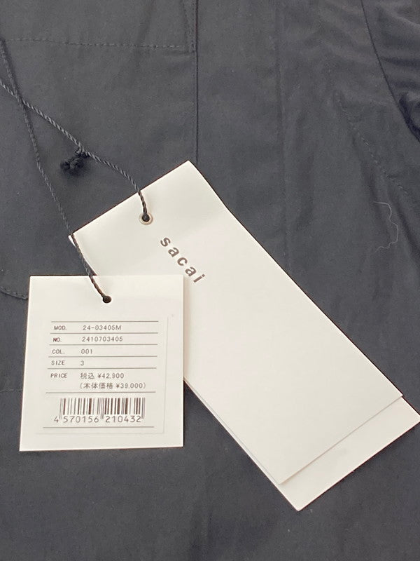 【中古品】【メンズ】 Sacai サカイ 24-03405M COTTON POPLIN SHIRT コットンシャツ トップス 140-250721-ks-26-min サイズ：3 カラー：ブラック 万代Net店