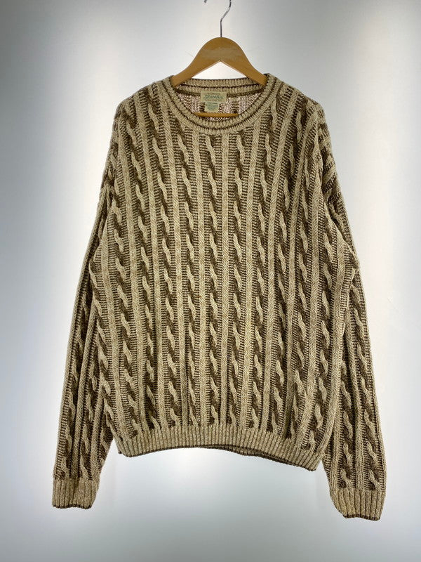 【中古品】【メンズ】 ST.JOHNS BAY セントジョンズベイ 90S CABLE KNIT ケーブルニット トップス 146-250727-ks-10-min サイズ：L カラー：ベージュ/ブラウン系 万代Net店