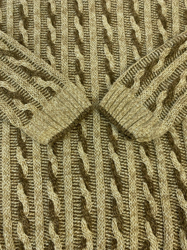 【中古品】【メンズ】 ST.JOHNS BAY セントジョンズベイ 90S CABLE KNIT ケーブルニット トップス 146-250727-ks-10-min サイズ：L カラー：ベージュ/ブラウン系 万代Net店