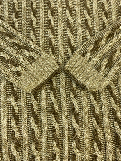 【中古品】【メンズ】 ST.JOHNS BAY セントジョンズベイ 90S CABLE KNIT ケーブルニット トップス 146-250727-ks-10-min サイズ：L カラー：ベージュ/ブラウン系 万代Net店