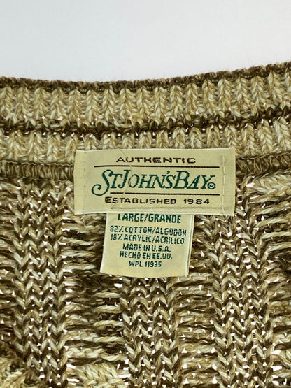 【中古品】【メンズ】 ST.JOHNS BAY セントジョンズベイ 90S CABLE KNIT ケーブルニット トップス 146-250727-ks-10-min サイズ：L カラー：ベージュ/ブラウン系 万代Net店