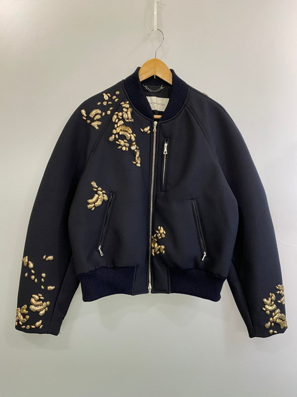 【中古美品】【メンズ】 DRIES VAN NOTEN ドリスヴァンノッテン 25SS EMBELLISHED BOMBER JACKET エンベリッシュ ボンバージャケット 141-250721-ks-41-min サイズ：L カラー：ネイビー 万代Net店