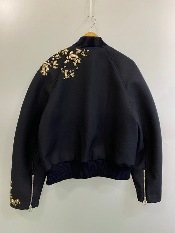 【中古美品】【メンズ】 DRIES VAN NOTEN ドリスヴァンノッテン 25SS EMBELLISHED BOMBER JACKET エンベリッシュ ボンバージャケット 141-250721-ks-41-min サイズ：L カラー：ネイビー 万代Net店