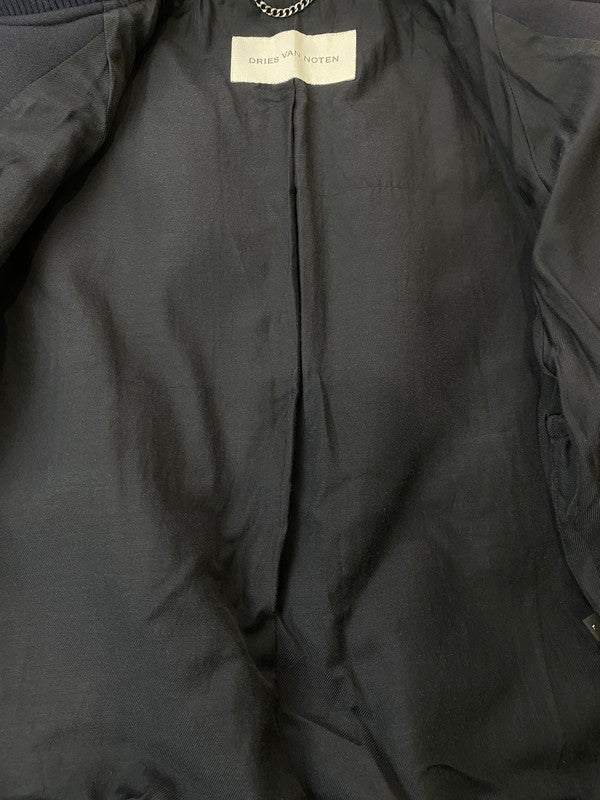 【中古美品】【メンズ】 DRIES VAN NOTEN ドリスヴァンノッテン 25SS EMBELLISHED BOMBER JACKET エンベリッシュ ボンバージャケット 141-250721-ks-41-min サイズ：L カラー：ネイビー 万代Net店