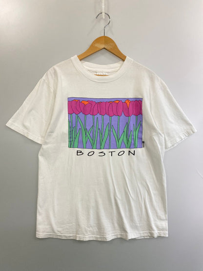 【中古品】【メンズ】 FRESH PRODUCE フレッシュ・プロデュース 90S TULIP TEE 90年代 チューリップ Tシャツ メンズ 半袖 プリントT 146-250725-em-37-min サイズ：L カラー：ホワイト 万代Net店