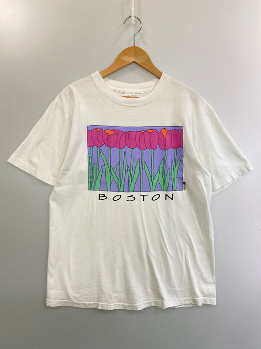 【中古品】【メンズ】 FRESH PRODUCE フレッシュ・プロデュース 90S TULIP TEE 90年代 チューリップ Tシャツ メンズ 半袖 プリントT 146-250725-em-37-min サイズ：L カラー：ホワイト 万代Net店