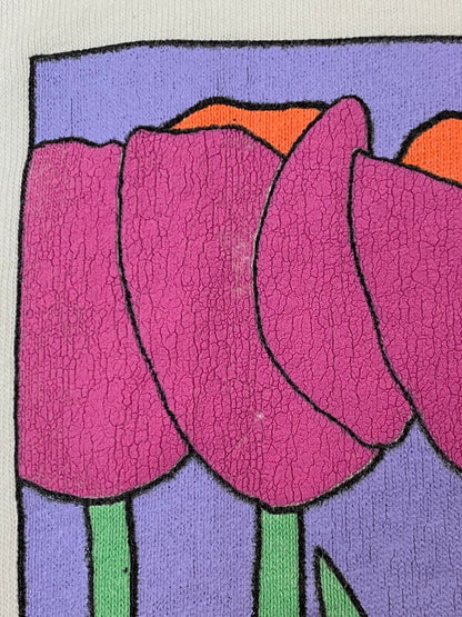 【中古品】【メンズ】 FRESH PRODUCE フレッシュ・プロデュース 90S TULIP TEE 90年代 チューリップ Tシャツ メンズ 半袖 プリントT 146-250725-em-37-min サイズ：L カラー：ホワイト 万代Net店