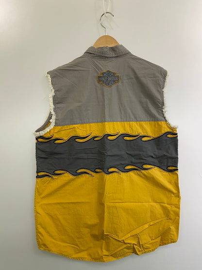 【中古品】【メンズ】 HARLEY-DAVIDSON ハーレーダビッドソン 96662-12VM FIRE PATTERN NO SLEEVE SHIRT ノースリーブシャツ トップス 146-250721-ks-56-min サイズ：M 万代Net店