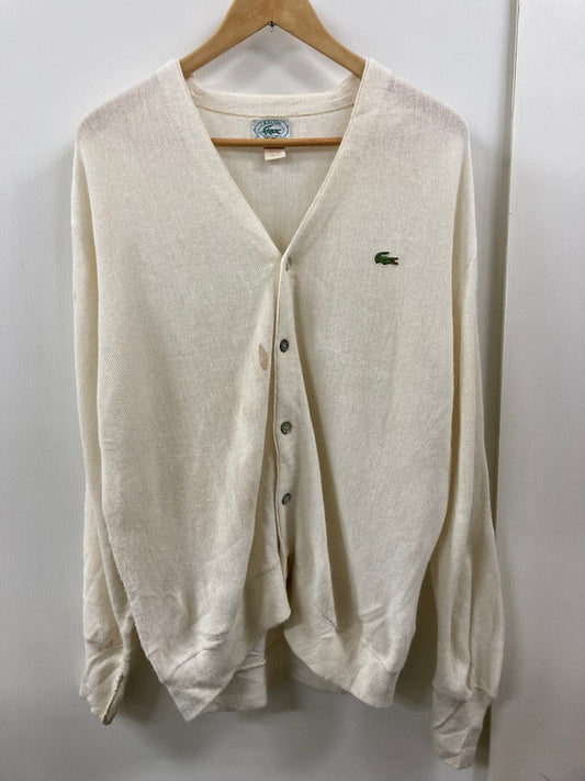 【現状渡し品】【メンズ】 80S LOGO CARDIGAN 80年代 刺繍 ロゴ ウール ニット カーディガン メンズ アウター 146-250801-em-05-min サイズ：L カラー：ホワイト 万代Net店