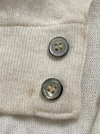 【現状渡し品】【メンズ】 80S LOGO CARDIGAN 80年代 刺繍 ロゴ ウール ニット カーディガン メンズ アウター 146-250801-em-05-min サイズ：L カラー：ホワイト 万代Net店