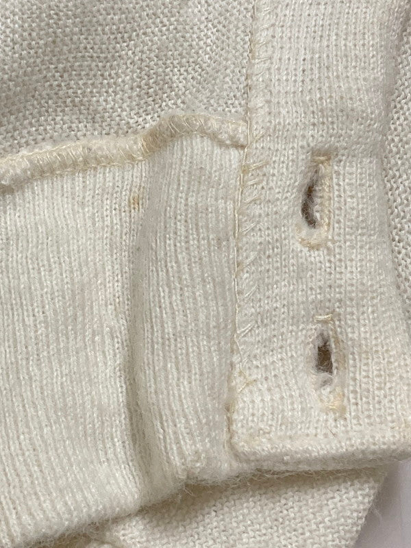 【現状渡し品】【メンズ】 80S LOGO CARDIGAN 80年代 刺繍 ロゴ ウール ニット カーディガン メンズ アウター 146-250801-em-05-min サイズ：L カラー：ホワイト 万代Net店