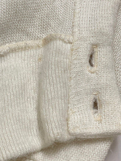 【現状渡し品】【メンズ】 80S LOGO CARDIGAN 80年代 刺繍 ロゴ ウール ニット カーディガン メンズ アウター 146-250801-em-05-min サイズ：L カラー：ホワイト 万代Net店