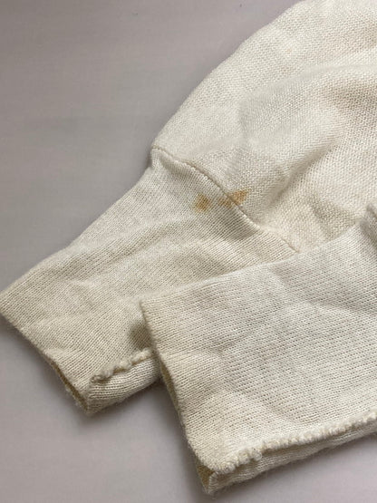 【現状渡し品】【メンズ】 80S LOGO CARDIGAN 80年代 刺繍 ロゴ ウール ニット カーディガン メンズ アウター 146-250801-em-05-min サイズ：L カラー：ホワイト 万代Net店