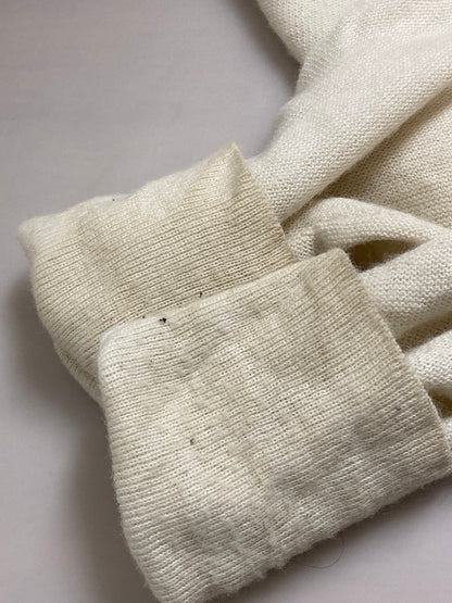 【現状渡し品】【メンズ】 80S LOGO CARDIGAN 80年代 刺繍 ロゴ ウール ニット カーディガン メンズ アウター 146-250801-em-05-min サイズ：L カラー：ホワイト 万代Net店