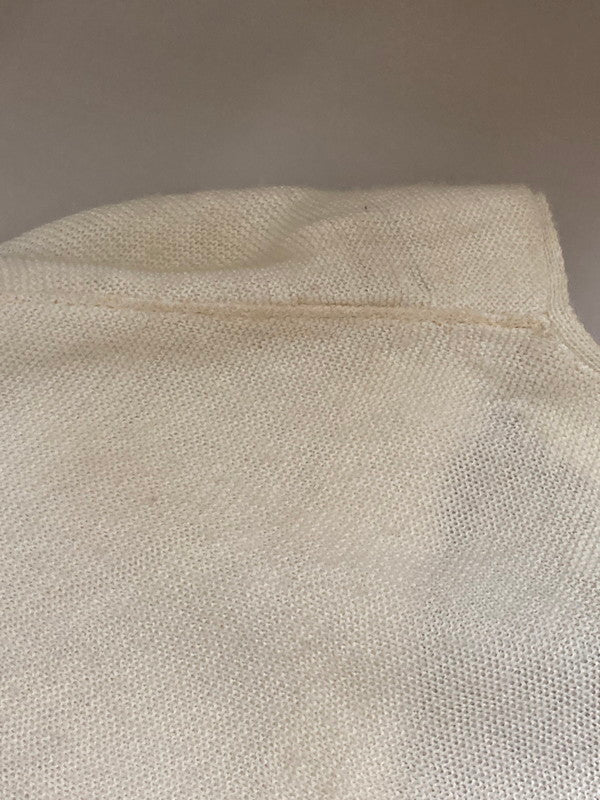 【現状渡し品】【メンズ】 80S LOGO CARDIGAN 80年代 刺繍 ロゴ ウール ニット カーディガン メンズ アウター 146-250801-em-05-min サイズ：L カラー：ホワイト 万代Net店