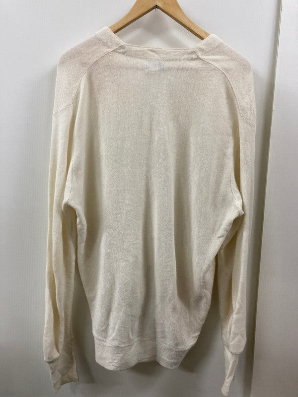 【現状渡し品】【メンズ】 80S LOGO CARDIGAN 80年代 刺繍 ロゴ ウール ニット カーディガン メンズ アウター 146-250801-em-05-min サイズ：L カラー：ホワイト 万代Net店