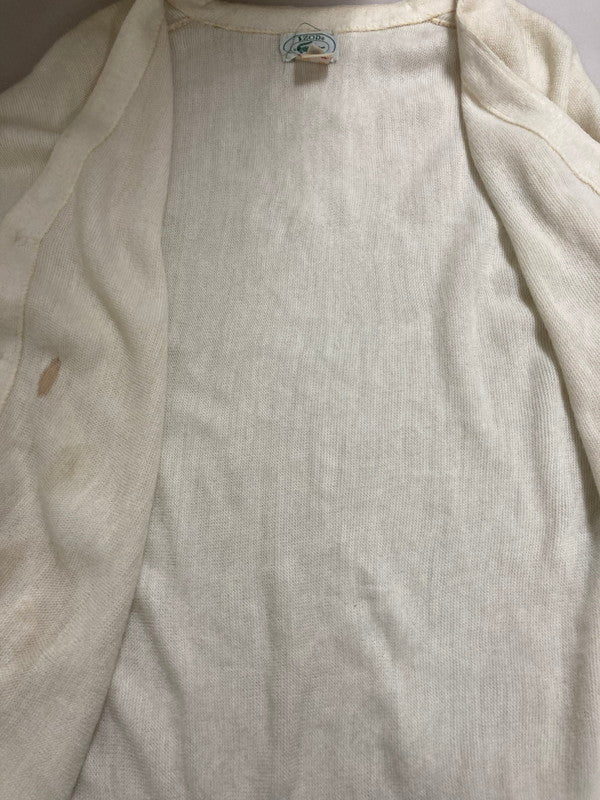 【現状渡し品】【メンズ】 80S LOGO CARDIGAN 80年代 刺繍 ロゴ ウール ニット カーディガン メンズ アウター 146-250801-em-05-min サイズ：L カラー：ホワイト 万代Net店