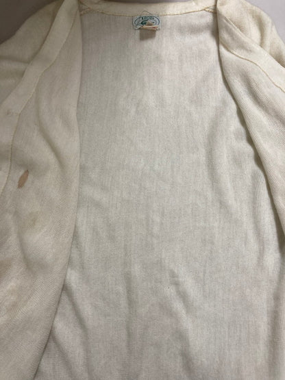 【現状渡し品】【メンズ】 80S LOGO CARDIGAN 80年代 刺繍 ロゴ ウール ニット カーディガン メンズ アウター 146-250801-em-05-min サイズ：L カラー：ホワイト 万代Net店