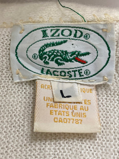 【現状渡し品】【メンズ】 80S LOGO CARDIGAN 80年代 刺繍 ロゴ ウール ニット カーディガン メンズ アウター 146-250801-em-05-min サイズ：L カラー：ホワイト 万代Net店