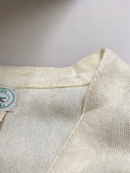 【現状渡し品】【メンズ】 80S LOGO CARDIGAN 80年代 刺繍 ロゴ ウール ニット カーディガン メンズ アウター 146-250801-em-05-min サイズ：L カラー：ホワイト 万代Net店