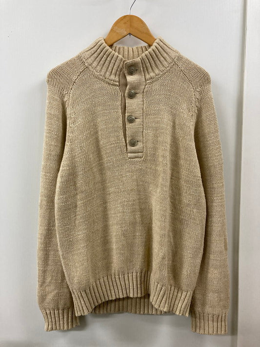 【中古品】【メンズ】 L.L.Bean エルエルビーン BUTTON NECK COTTON KNIT コットンニット トップス 146-250803-ks-09-min サイズ：M カラー：ベージュ 万代Net店