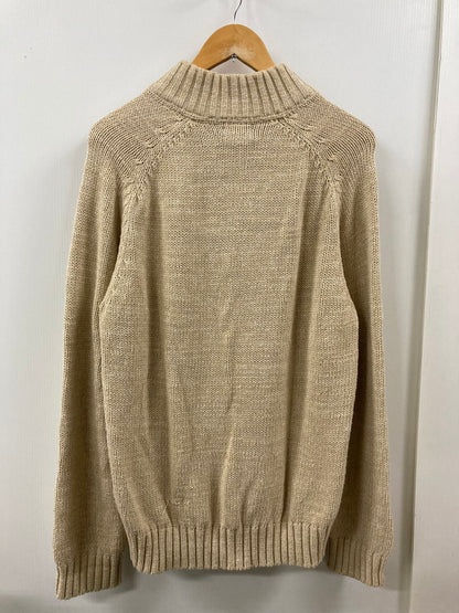 【中古品】【メンズ】 L.L.Bean エルエルビーン BUTTON NECK COTTON KNIT コットンニット トップス 146-250803-ks-09-min サイズ：M カラー：ベージュ 万代Net店