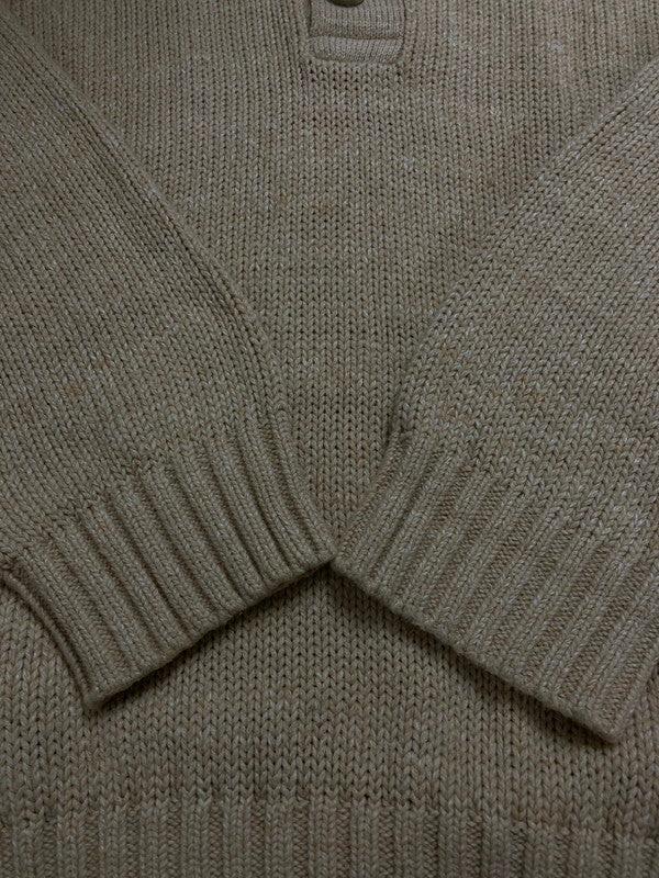 【中古品】【メンズ】 L.L.Bean エルエルビーン BUTTON NECK COTTON KNIT コットンニット トップス 146-250803-ks-09-min サイズ：M カラー：ベージュ 万代Net店
