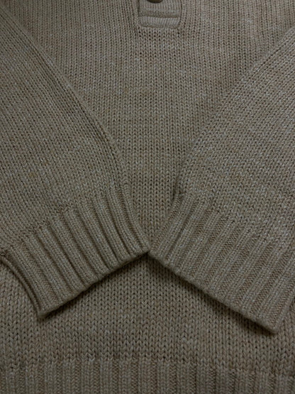 【中古品】【メンズ】 L.L.Bean エルエルビーン BUTTON NECK COTTON KNIT コットンニット トップス 146-250803-ks-09-min サイズ：M カラー：ベージュ 万代Net店