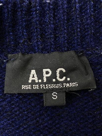 【中古品】A.P.C. アーペーセー 80S-90's MADE IN FRANCE L/S WOOL KNIT 80-90年代 ロングスリーブ ウールニット トップス 146-250725-yn-26-min サイズ：S カラー：ネイビー 万代Net店