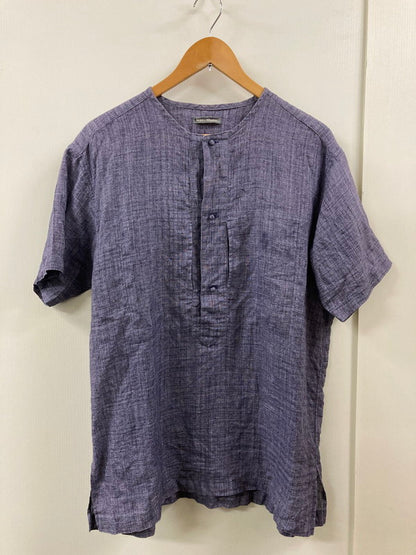 【中古品】【メンズ】 ISSEY MIYAKE MEN イッセイミヤケ メン 80S 筆タグ LINEN PULLOVER SS SHIRT 80年代 リネン プルオーバー 半袖 シャツ メンズ トップス 140-250725-em-01-min サイズ：M カラー：パープル 万代Net店