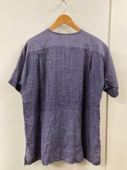 【中古品】【メンズ】 ISSEY MIYAKE MEN イッセイミヤケ メン 80S 筆タグ LINEN PULLOVER SS SHIRT 80年代 リネン プルオーバー 半袖 シャツ メンズ トップス 140-250725-em-01-min サイズ：M カラー：パープル 万代Net店