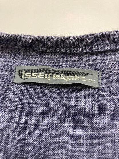 【中古品】【メンズ】 ISSEY MIYAKE MEN イッセイミヤケ メン 80S 筆タグ LINEN PULLOVER SS SHIRT 80年代 リネン プルオーバー 半袖 シャツ メンズ トップス 140-250725-em-01-min サイズ：M カラー：パープル 万代Net店