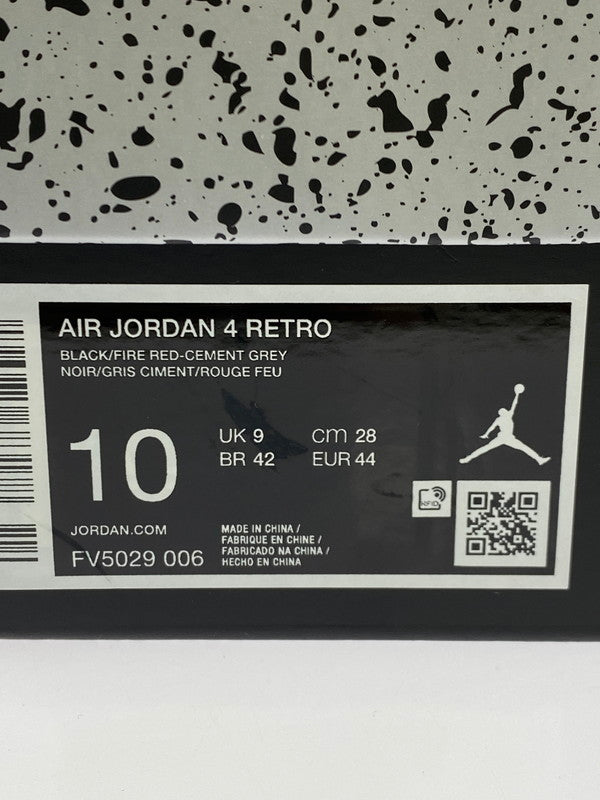 【中古品】【メンズ】 NIKE ナイキ AIR JORDAN 4 RETRO BRED REIMAGINED FV5029-006 エアージョーダン4 レトロ ブレッド リイマジンド スニーカー 靴 160-250725-jt-06-min サイズ：US 10 28.0cm カラー：BLACK/FIRE RED-CERMENT GREY 万代Net店