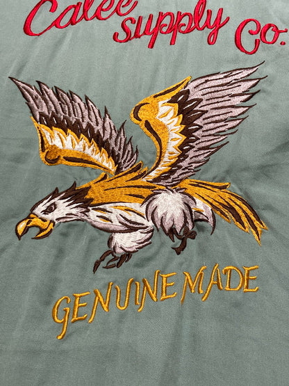 【中古品】【メンズ】 CALEE キャリー CALEE SUPPLY CO. サプライ コー 鷹 刺繍 RAYON S S SHIRT レーヨン 半袖 シャツ メンズ トップス 142-250725-em-07-min サイズ：L カラー：オリーブグリーン 万代Net店