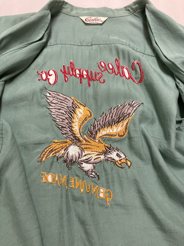 【中古品】【メンズ】 CALEE キャリー CALEE SUPPLY CO. サプライ コー 鷹 刺繍 RAYON S S SHIRT レーヨン 半袖 シャツ メンズ トップス 142-250725-em-07-min サイズ：L カラー：オリーブグリーン 万代Net店