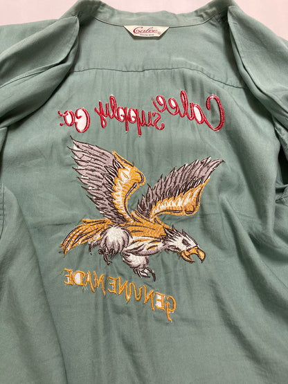 【中古品】【メンズ】 CALEE キャリー CALEE SUPPLY CO. サプライ コー 鷹 刺繍 RAYON S S SHIRT レーヨン 半袖 シャツ メンズ トップス 142-250725-em-07-min サイズ：L カラー：オリーブグリーン 万代Net店