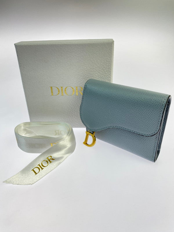 【中古品】【レディース】 Christian Dior クリスチャンディオール ロータスウォレット 三つ折り財布 181-250803-AS-26-min カラー：ブルーグレー 万代Net店