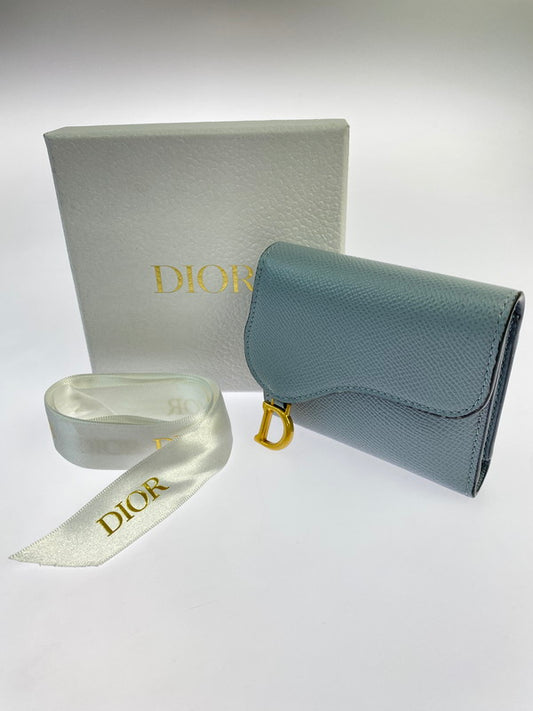 【中古品】【レディース】 Christian Dior クリスチャンディオール ロータスウォレット 三つ折り財布 181-250803-AS-26-min カラー：ブルーグレー 万代Net店
