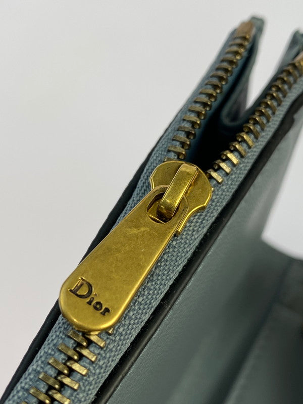 【中古品】【レディース】 Christian Dior クリスチャンディオール ロータスウォレット 三つ折り財布 181-250803-AS-26-min カラー：ブルーグレー 万代Net店