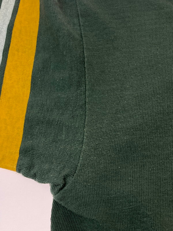 【中古品】【メンズ】 Champion チャンピオン 70'S FOOTBALL TEE SOUTH CATHOLIC ショートスリーブ 146-250729-AS-4-min サイズ：L カラー：グリーン/イエロー 万代Net店