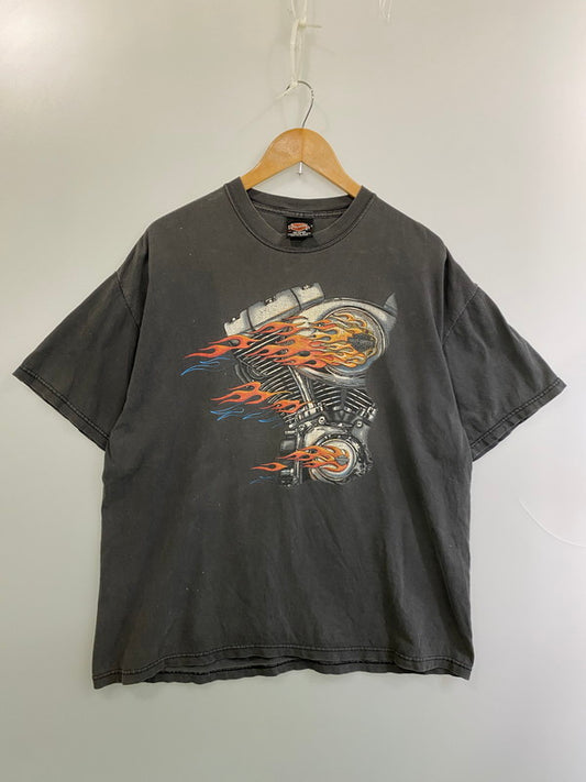 【現状渡し品】【メンズ】 HARLEY DAVIDSON ハーレーダビッドソン 00S FLAME TEE フレイム Tシャツ トップス 146-250730-ks-11-min サイズ：XL カラー：グレー 万代Net店