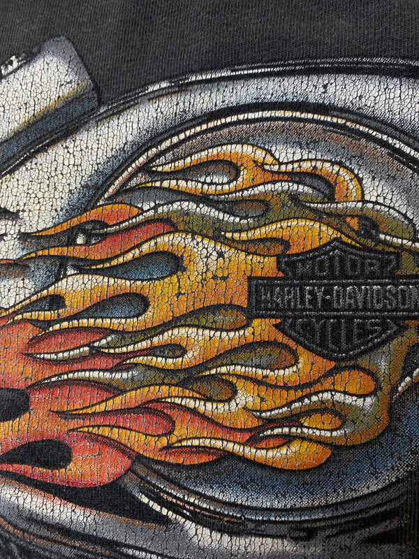 【現状渡し品】【メンズ】 HARLEY DAVIDSON ハーレーダビッドソン 00S FLAME TEE フレイム Tシャツ トップス 146-250730-ks-11-min サイズ：XL カラー：グレー 万代Net店