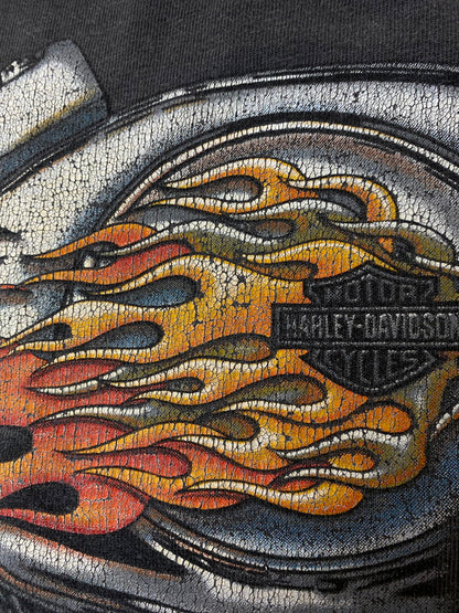 【現状渡し品】【メンズ】 HARLEY DAVIDSON ハーレーダビッドソン 00S FLAME TEE フレイム Tシャツ トップス 146-250730-ks-11-min サイズ：XL カラー：グレー 万代Net店