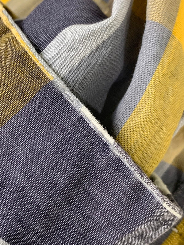 【現状渡し品】【メンズ】 PILGRIM ピルグリム 50S OPEN COLLAR CHECK LS SHIRT オープンカラー チェックシャツ ロングスリーブ 146-250731-AS-59-min サイズ：S カラー：グレー/イエロー 万代Net店